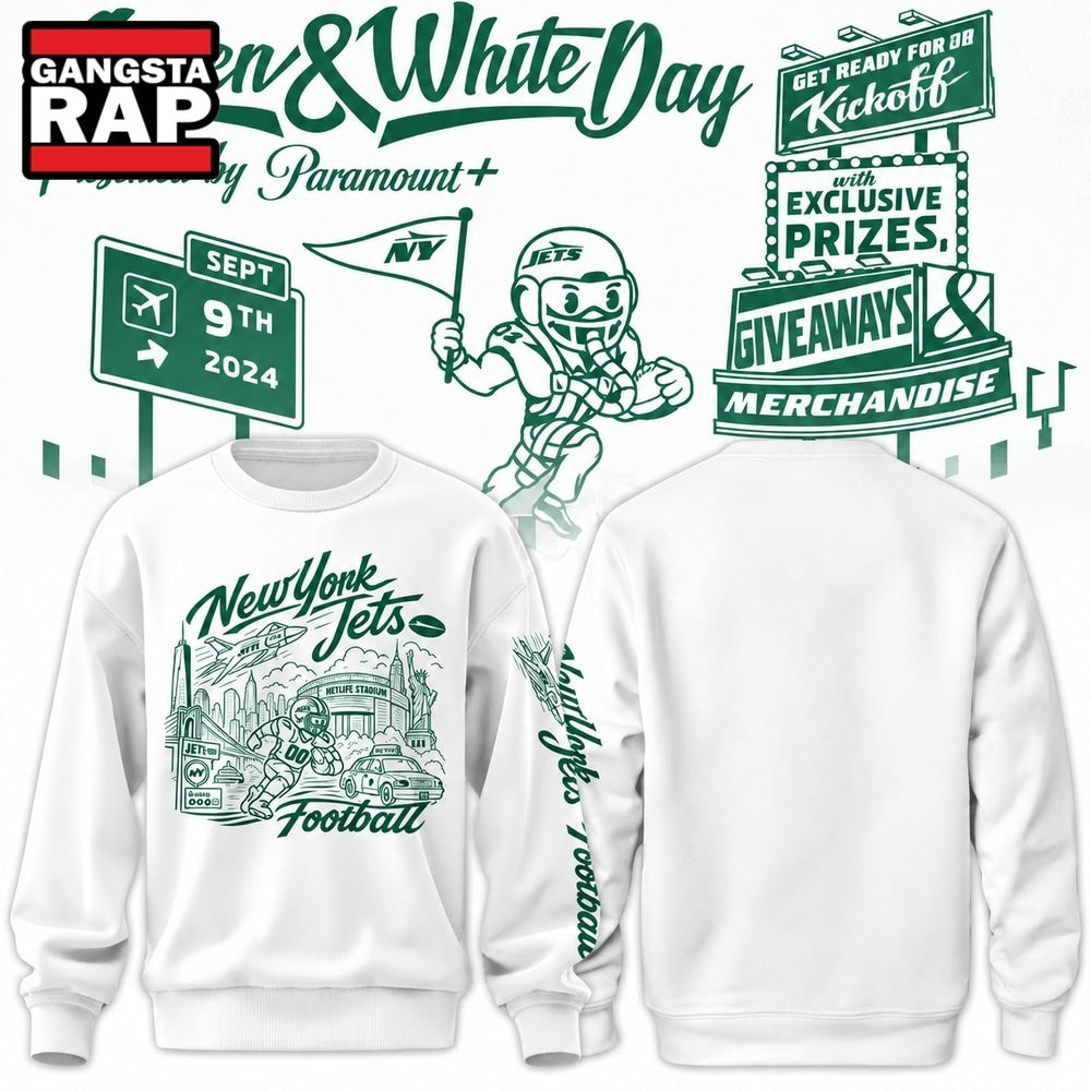 New York Jets City Skyline Green and White Day Sweatshirt