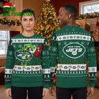 New York Jets Grinch Hand Football Ugly Christmas Sweater