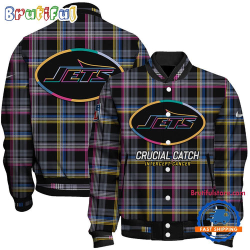 New York Jets National Football League Crucial Catch Intercept Cancer Unisex Varsity Jacket