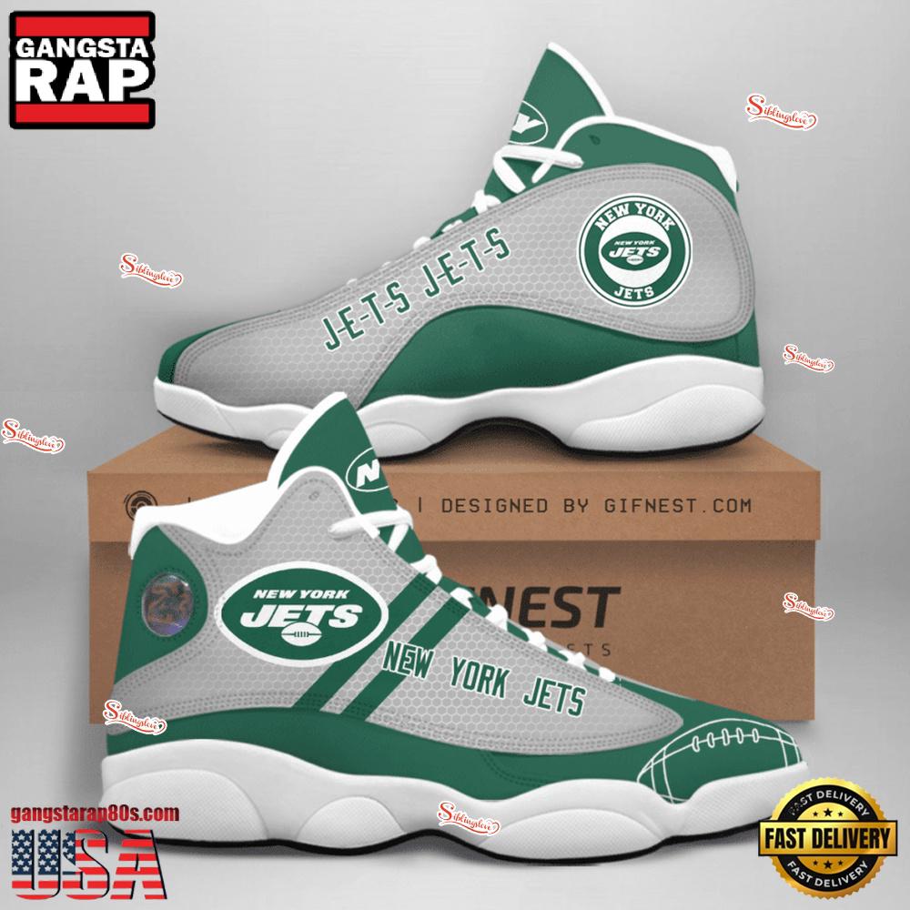 NFL New York Jets New Design Air Jordan 13 Running Sneakers Shoes For Fans