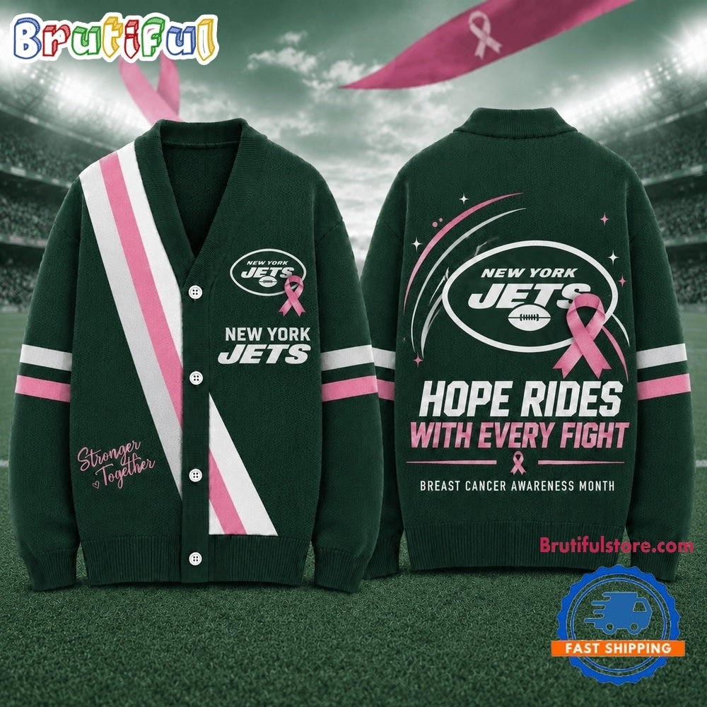 New York Jets NFL Breast Cancer Hope Rides With Every Fight Cardigan