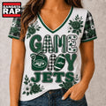 New York Jets NFL Football Flowers Team Pride V Neck T Shirt