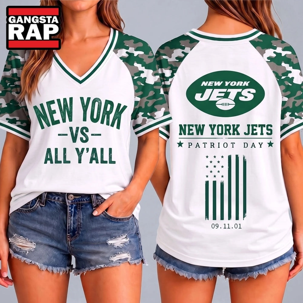 New York Jets NFL vs All Y’ All United We Stand V Neck T Shirt