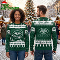 New York Jets Santa Sleigh Custom Name Ugly Christmas Sweater