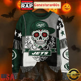 New York Jets Skull Halloween Ugly Xmas Sweater