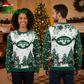 New York Jets Snowflake And Evergreen Forest Ugly Christmas Sweater