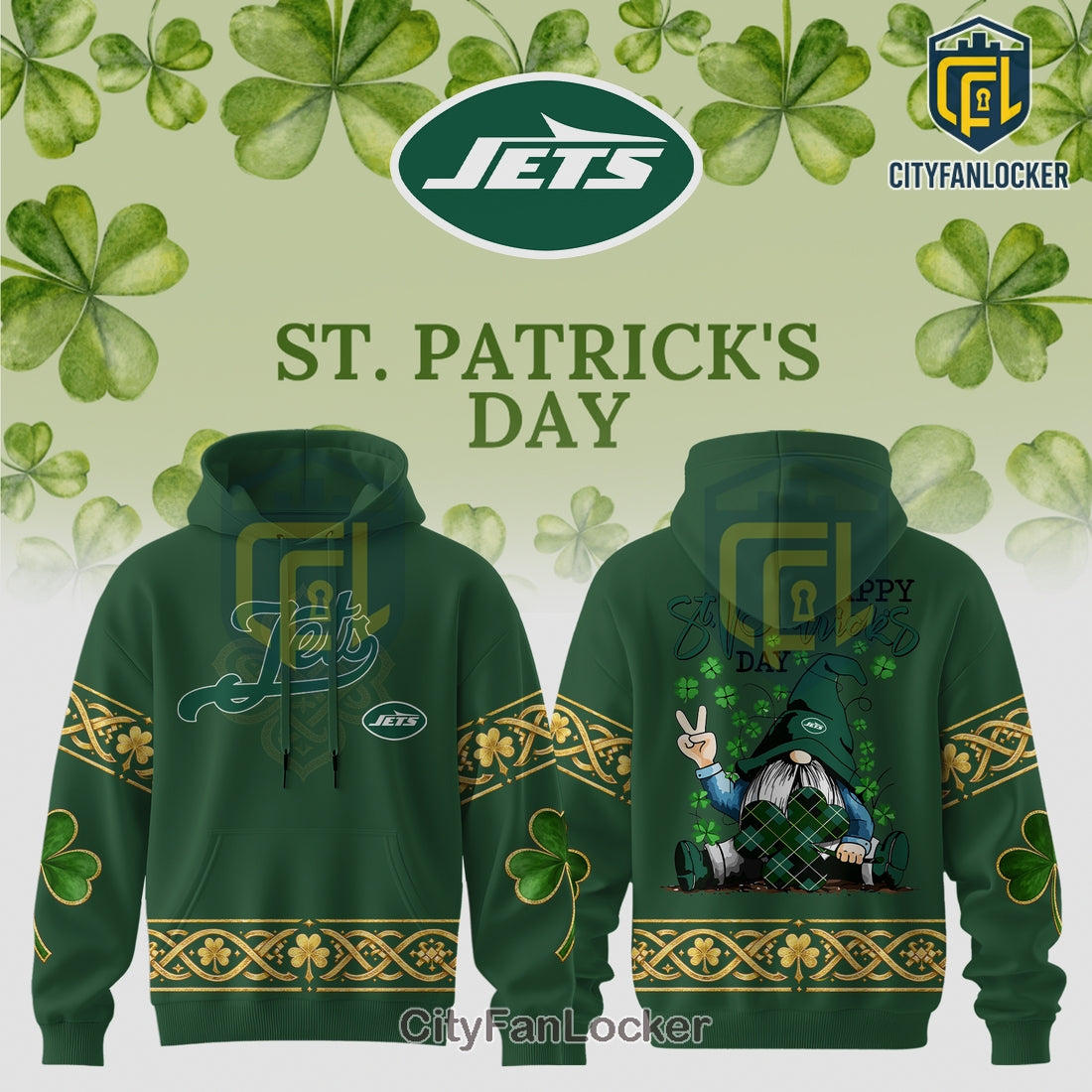 New York Jets St. Patrick’s Day Graphic Hoodie
