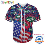 New York Jets USA Flag Independence Day Baseball Jersey, Sport Team 4th of July Jersey