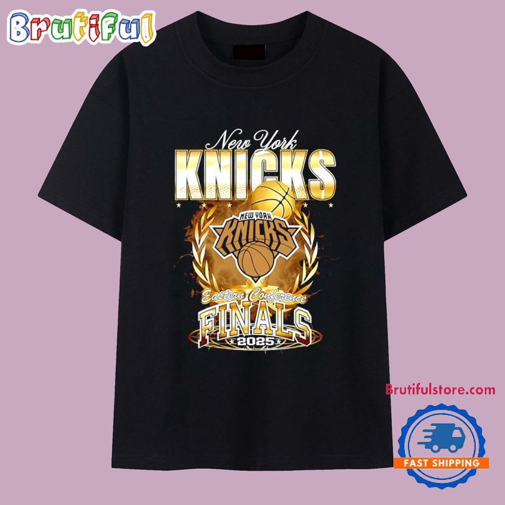 New York Knicks 2025 NBA Eastern Conference Finals Gold T Shirt