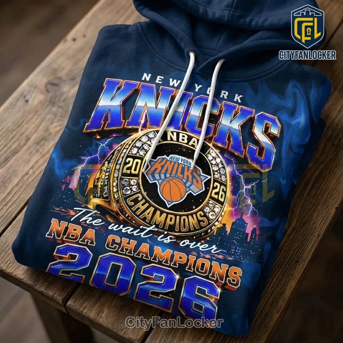 New York Knicks 2026 NBA Champions Navy Blue Hoodie