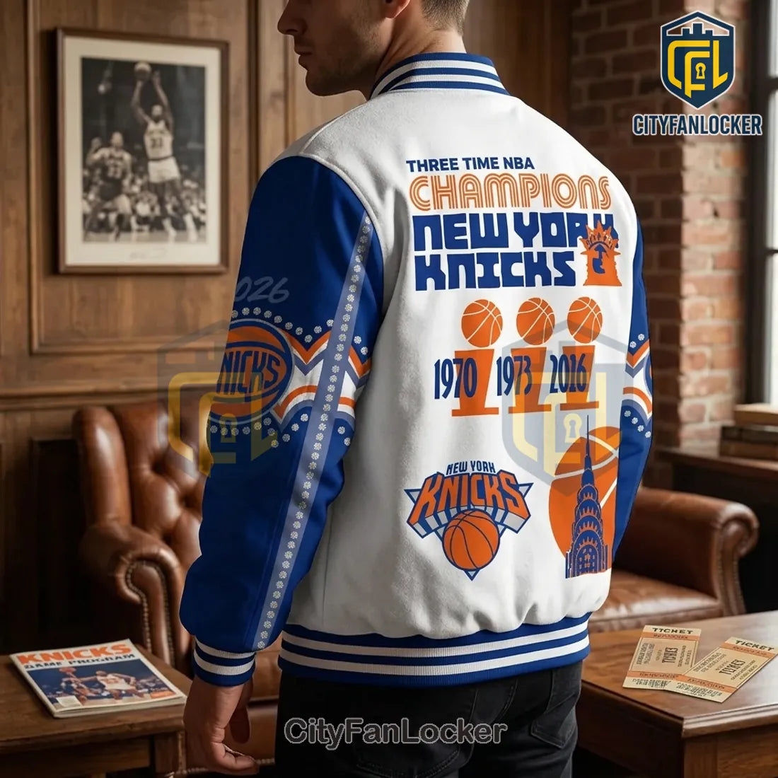 New York Knicks 2026 NBA Finals Champions Baseball Jacket