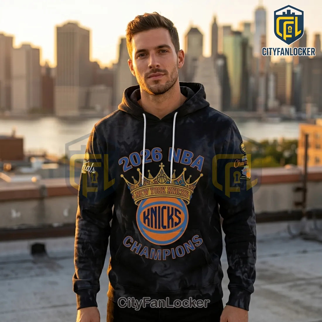 New York Knicks 2026 NBA Finals Champions Black Pullover Hoodie