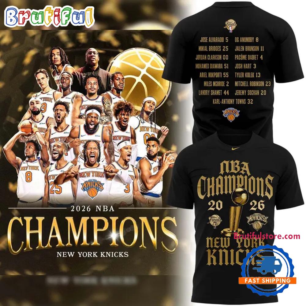 New York Knicks 2026 NBA Finals Champions Black T Shirt
