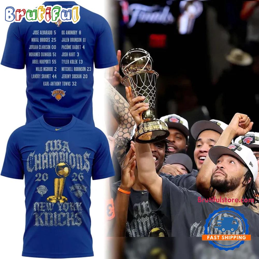 New York Knicks 2026 NBA Finals Champions Blue T Shirt