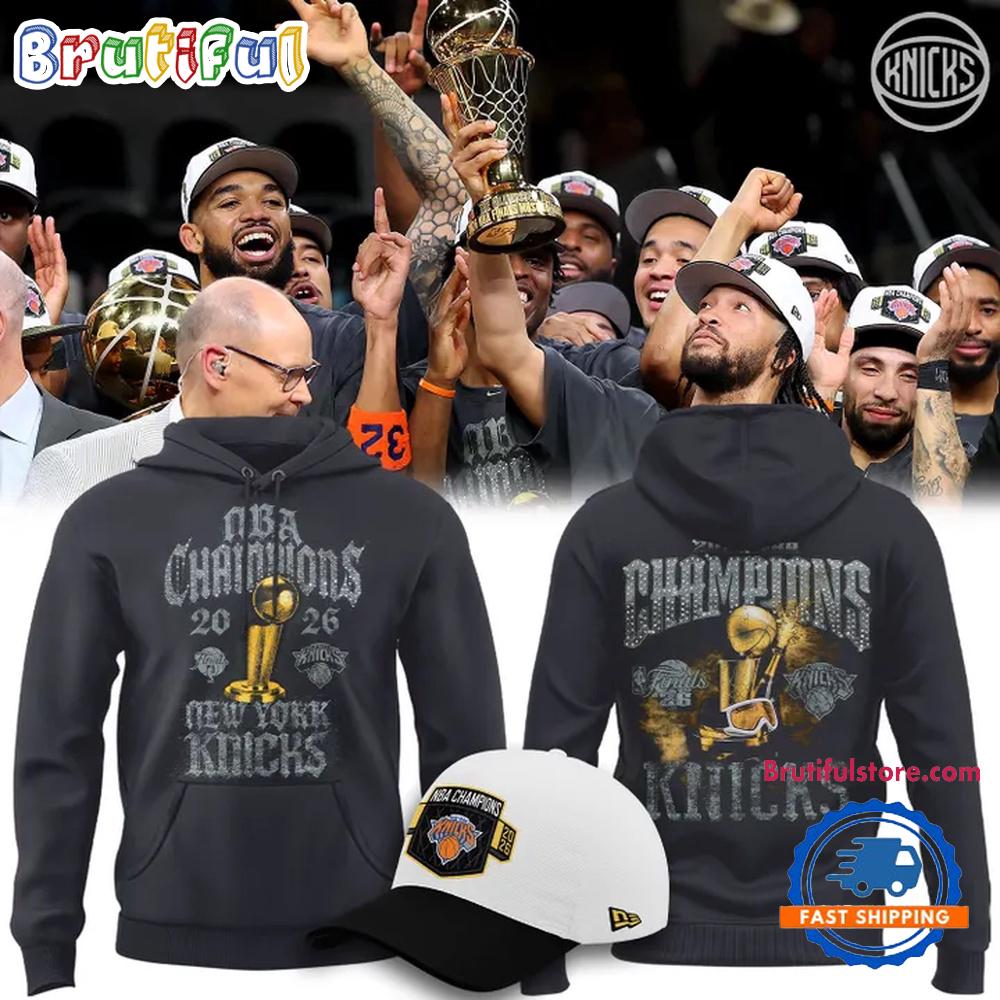 New York Knicks 2026 NBA Finals Champions Gray Hoodie T-Shirt