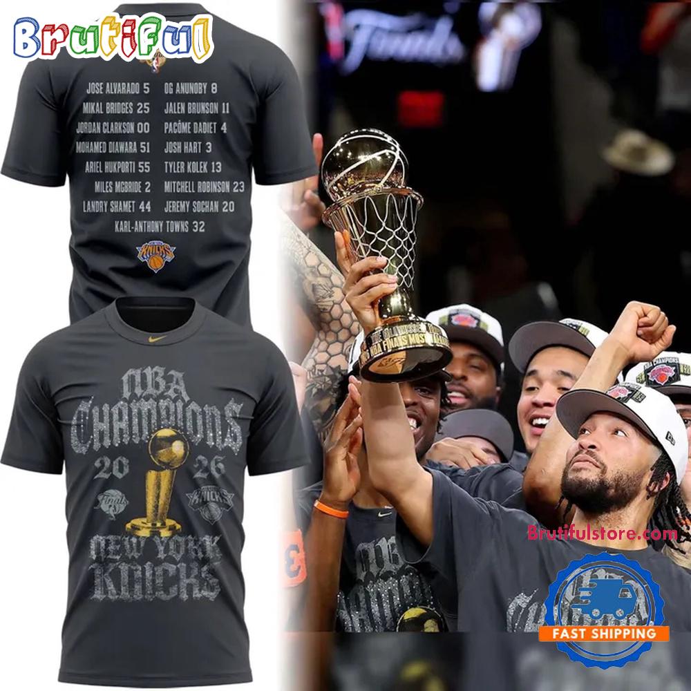 New York Knicks 2026 NBA Finals Champions Gray Hoodie T-Shirt