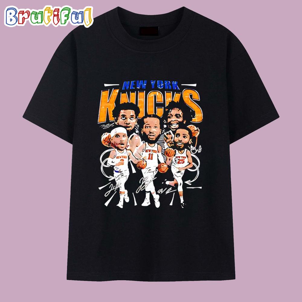 New York Knicks All Team Caricature Signature T Shirt