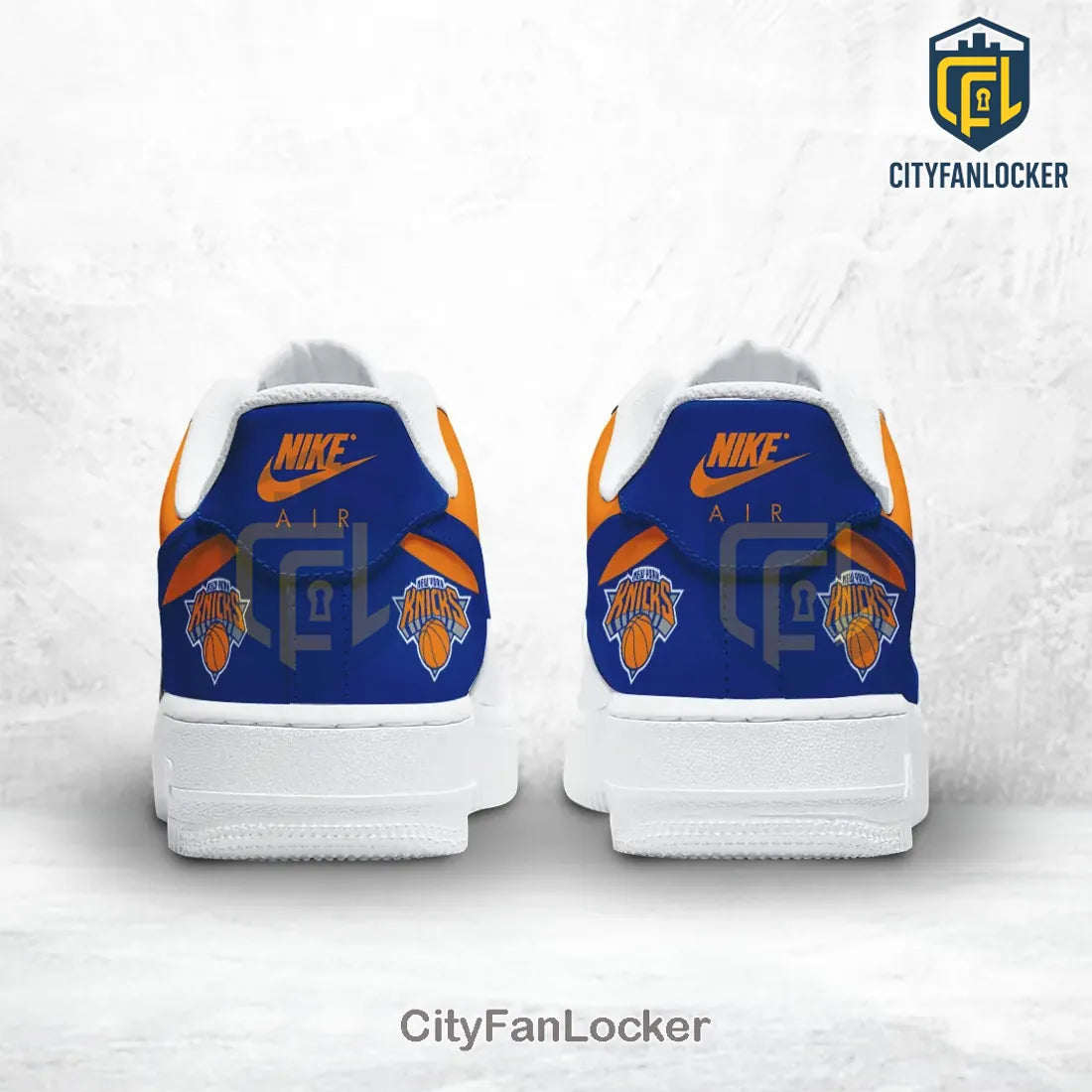 New York Knicks Custom Blue and Orange 2026 Air Force 1 Sneakers