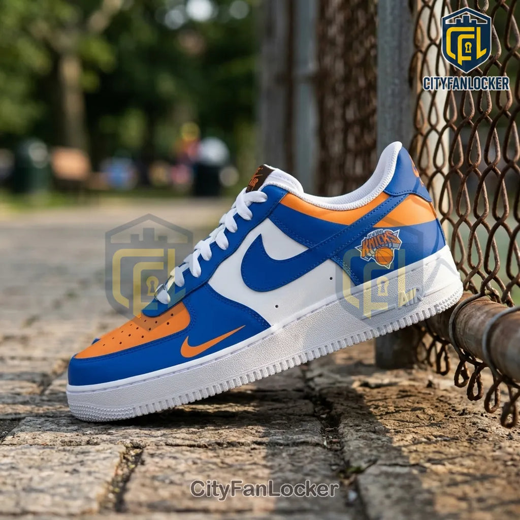 New York Knicks Custom Blue and Orange 2026 Air Force 1 Sneakers