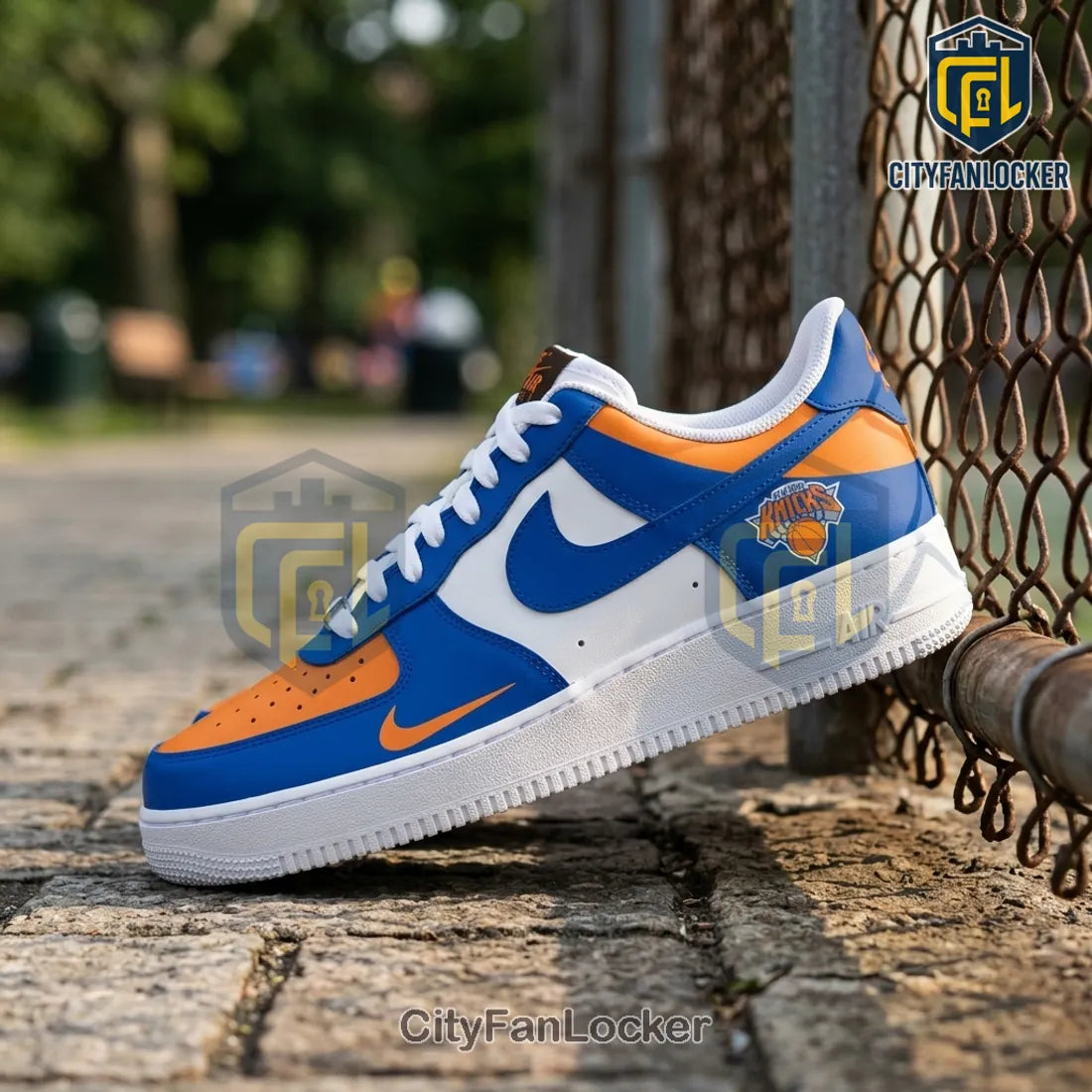 New York Knicks Custom Blue and Orange 2026 Air Force 1 Sneakers