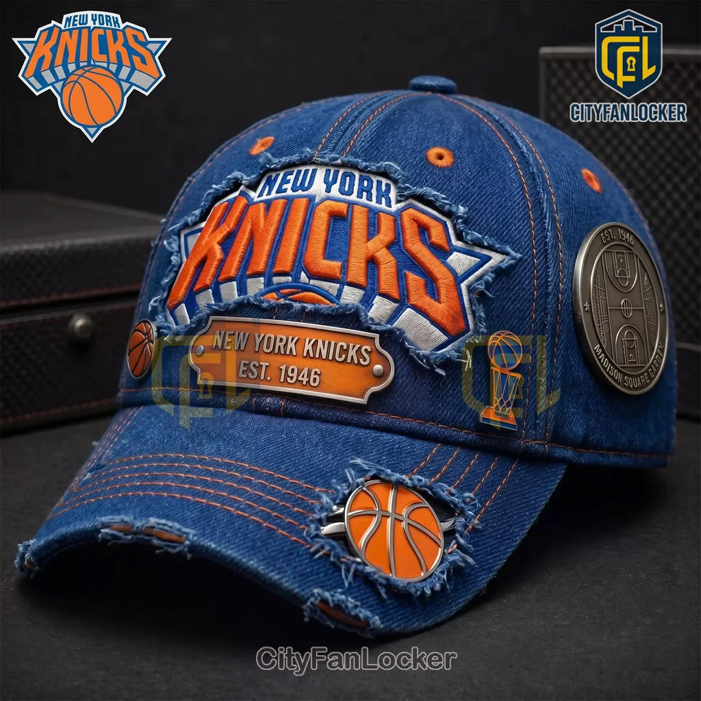 New York Knicks Denim Distressed Baseball Cap