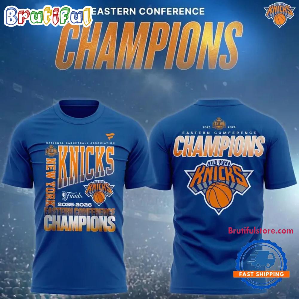 New York Knicks Fanatics 2026 NBA Eastern Conference Champions Blue Hoodie T-Shirt