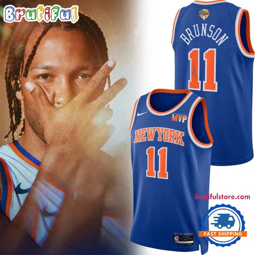 New York Knicks Jalen Brunson MPV Signatures 2026 Blue Basketball Jersey