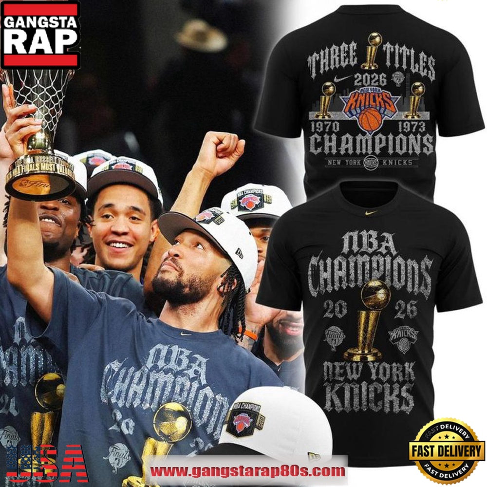 New York Knicks Locker Room Celebrating 2026 NBA Finals Champions Black T Shirt
