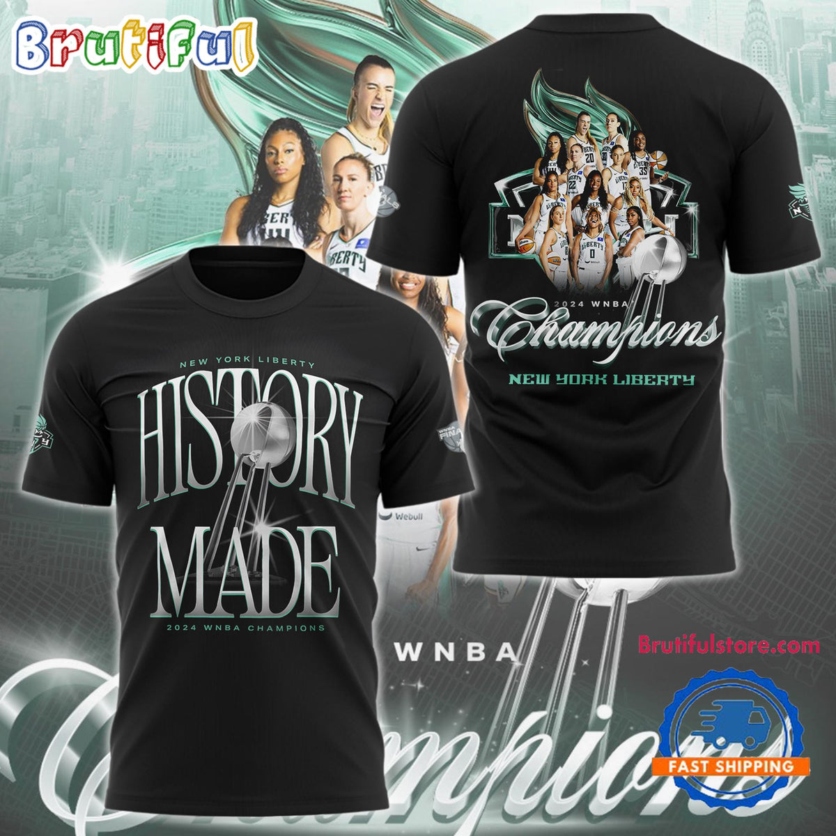 New York Liberty Basketball 2024 WNBA Champions Finals 3D Shirt