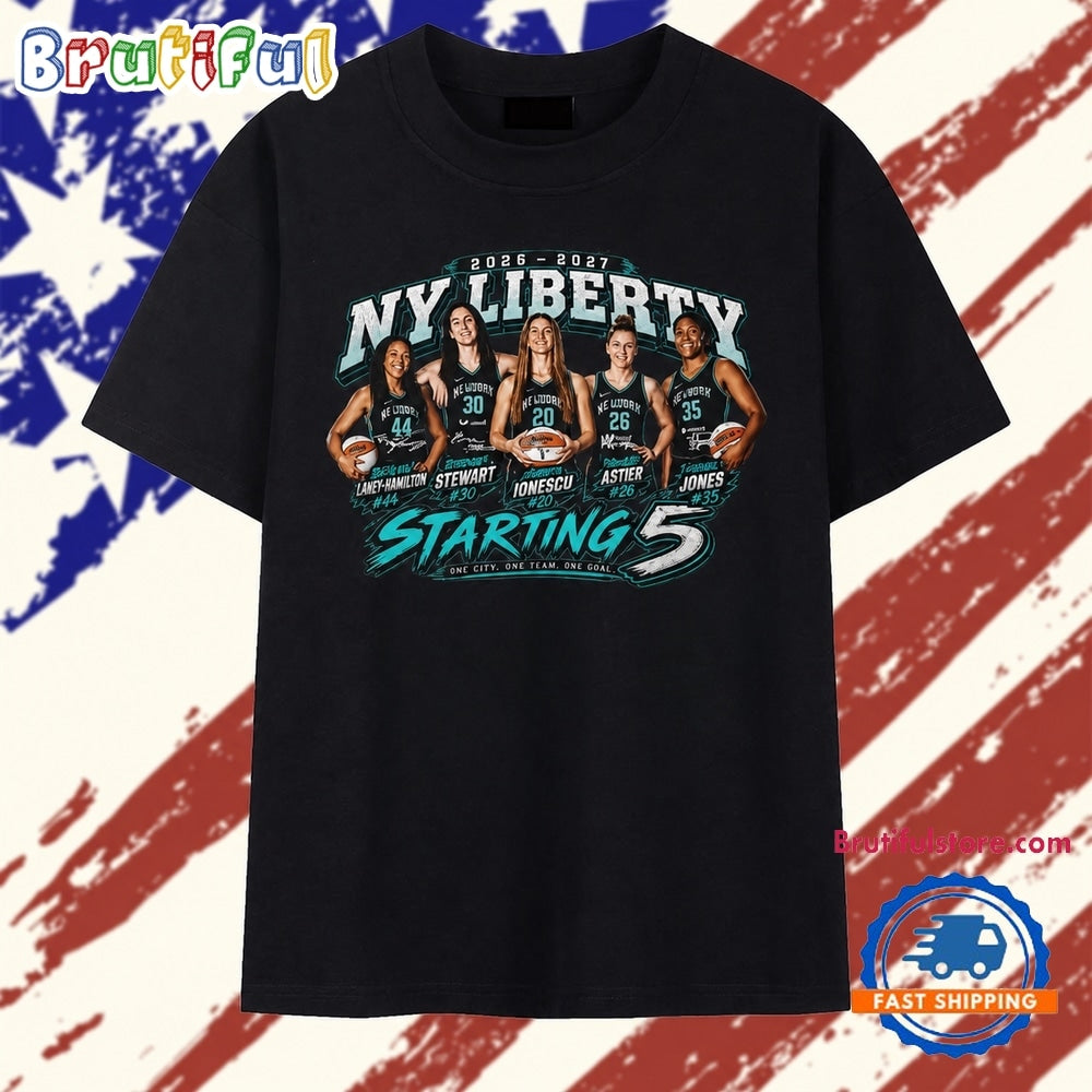 New York Liberty Starting 5 WNBA Roster Signatures T Shirt