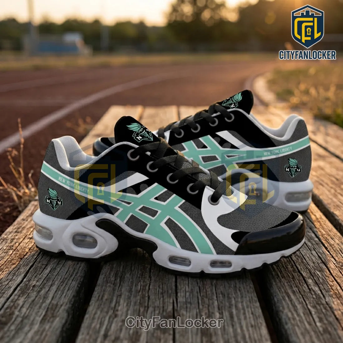 New York Liberty WNBA Black Teal Air Max Plus Sneakers
