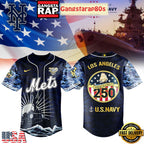 New York Mets Celebration Happy Birthday US Navy 250 Years 2025 Special Baseball Jersey