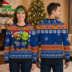 New York Mets Groot And Grinch Santa Hats Ugly Christmas Sweater