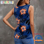 New York Mets Hibiscus Pattern Women’s V-Neck Ribbed Tank Top