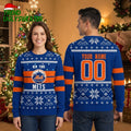 New York Mets Snowflake Pattern Personalized Name And Number Ugly Christmas Sweater
