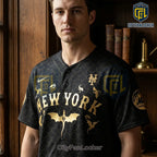 New York Mets x Fourth Wing Black Gold Dragon Baseball Jersey