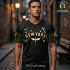 New York Mets x Fourth Wing Black Gold Dragon Baseball Jersey