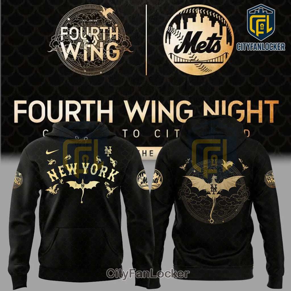 New York Mets x Fourth Wing Night Gold Dragon Hoodie