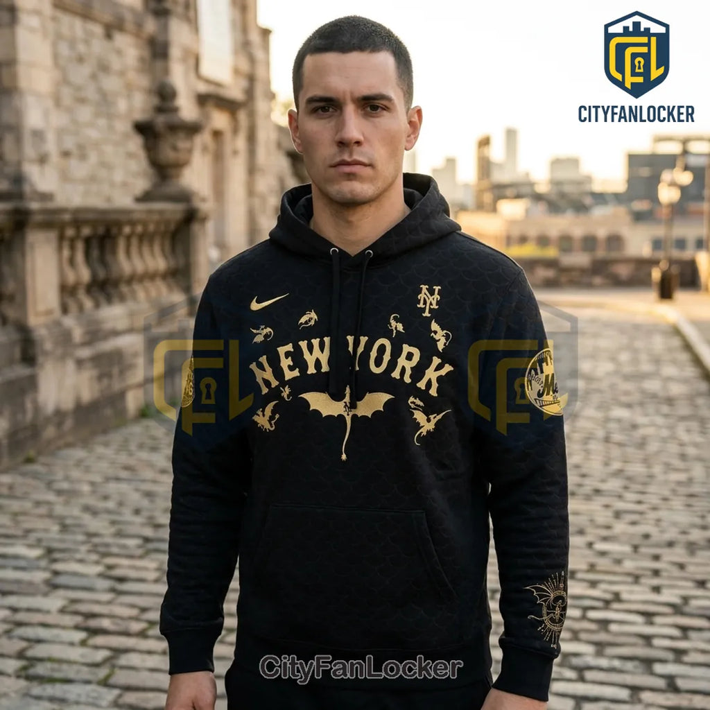 New York Mets x Fourth Wing Night Gold Dragon Hoodie