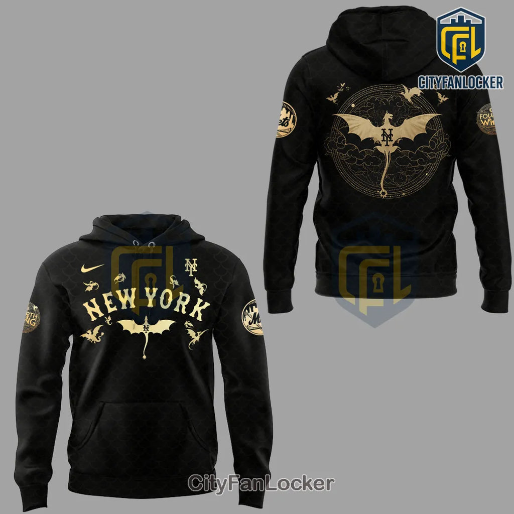 New York Mets x Fourth Wing Night Gold Dragon Hoodie