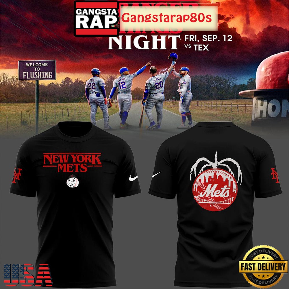 New York Mets x Stranger Things Nights Unisex 3D Hoodie