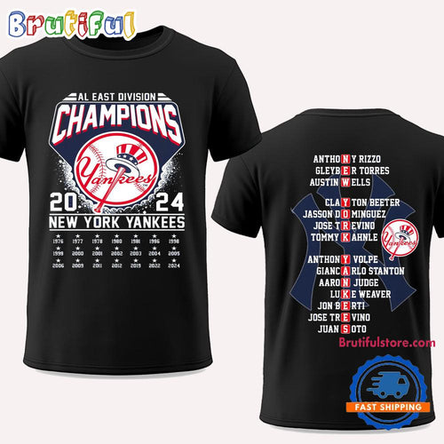 New York Yankees 2024 AL West Division Champions Team Graphics Design T Shirt