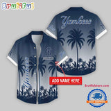 New York Yankees Flower Palm Tree Summer Button Hawaii Shirt