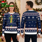 New York Yankees Grinch Santa Hat Navy Blue Ugly Christmas Sweater