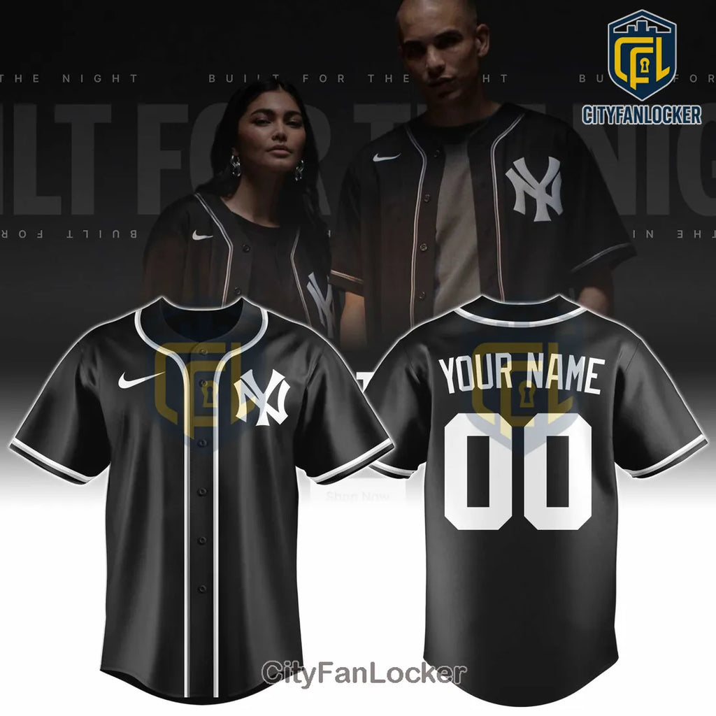 New York Yankees Nike Black Night Personalized Baseball Jersey