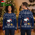 New York Yankees Snoopy And Woodstock Custom Name Navy Blue Ugly Christmas Sweater