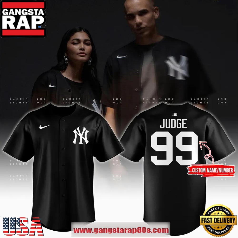 New York Yankees x Aaron Judge Black Lights Out Replica Baseball Jersey Shirt
