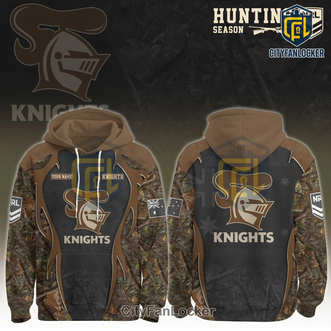 Newcastle Knights NRL Hunting Season Camo Hoodie