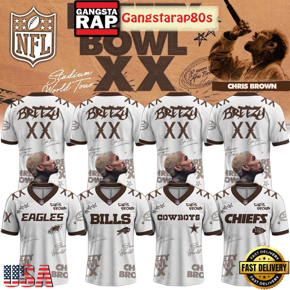 NFL All Teams x Chris Brown Breezy Bowl XX World Special Tour 2025 Football Jersey