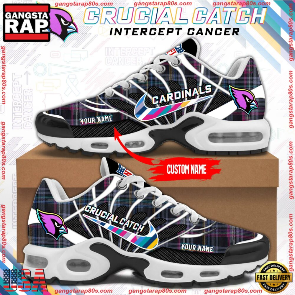 NFL Arizona Cardinals Crucial Catch Intercept Cancer Air Max Plus Shoes Running Sneakers